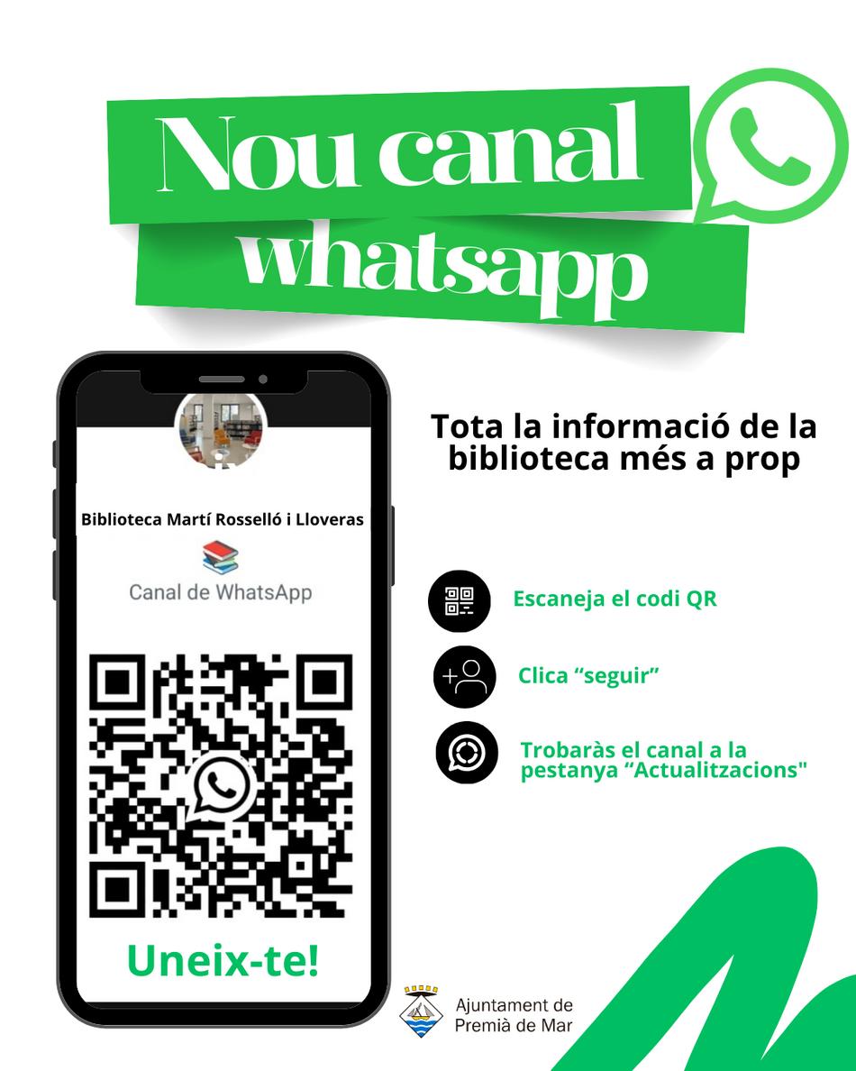 Canal de WhatsApp de la biblioteca Mart Rossell i Lloveras