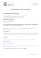 Preinscripcions Escola de Msica Curs 2020-2021