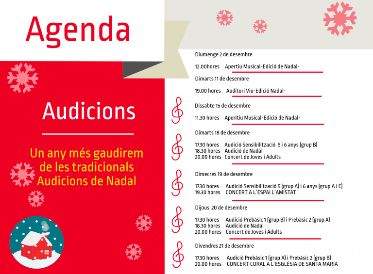 Audicions de Nadal a l'escola municipal de música de Premià de Mar
