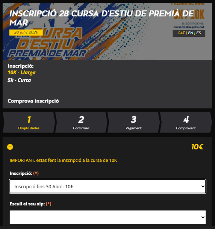 Incripscions Cursa d'Estiu 2026 10K