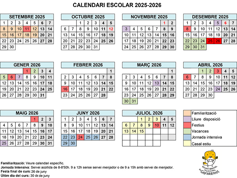 Calendari escolar 2025-2026