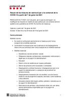 Resum de mesures de restricció contra la COVID-19. Document de Protecció Civil