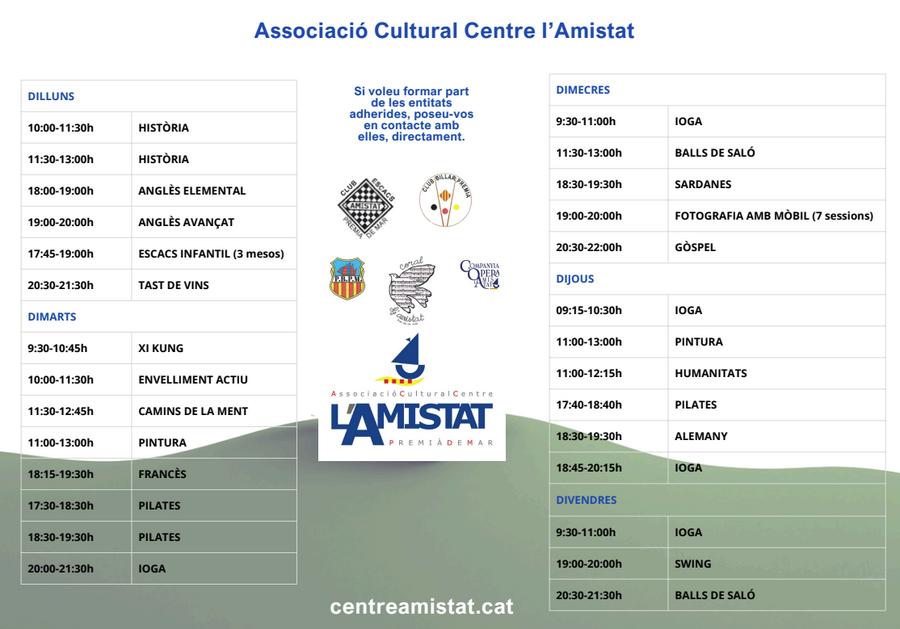 Cursos Centre l'Amistat 2026-2027