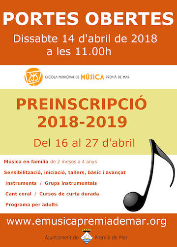 Portes Obertes Escola de Música Municipal 2018-2019