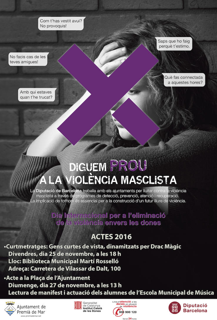 Cartell Dia internacional contra violència envers dones 2016