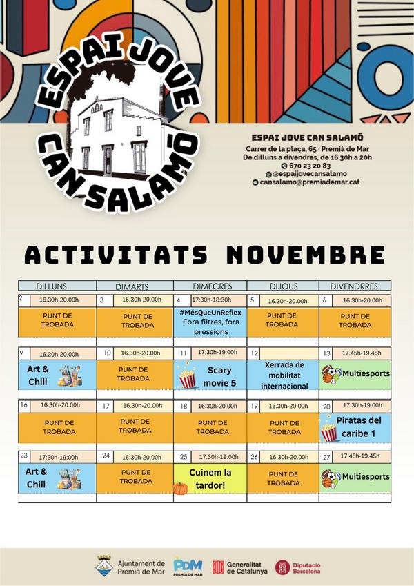 Programaci� de novembre de l�Espai Jove Can Salam�