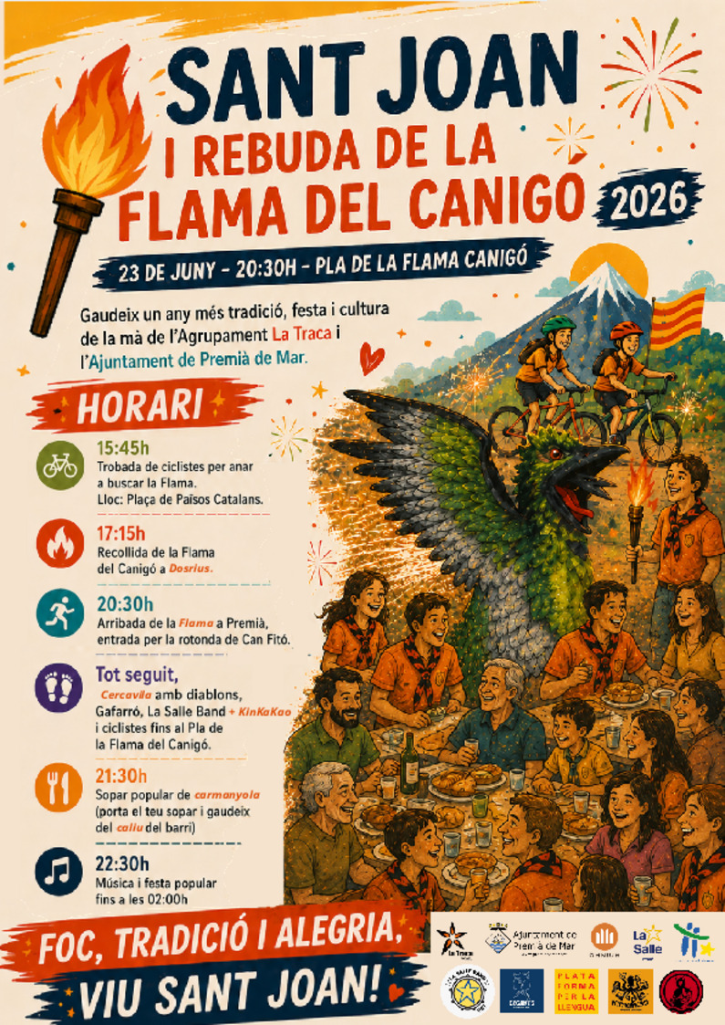 Arribada de la Flama a Premi� entrada per la rotonda de Can Fit�